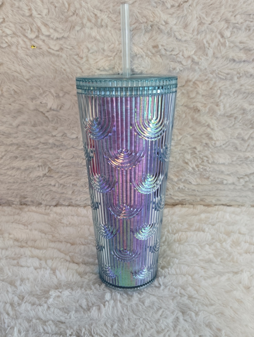 Starbucks Iridescent Blue-Purple Tall Tumbler with Straw